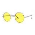 thumbnail image 3 of Lunettes de Soleil Hippie Rétro Ajustées à Petit Cercle Rond avec Lentille Argent Jaune, 3 of 4