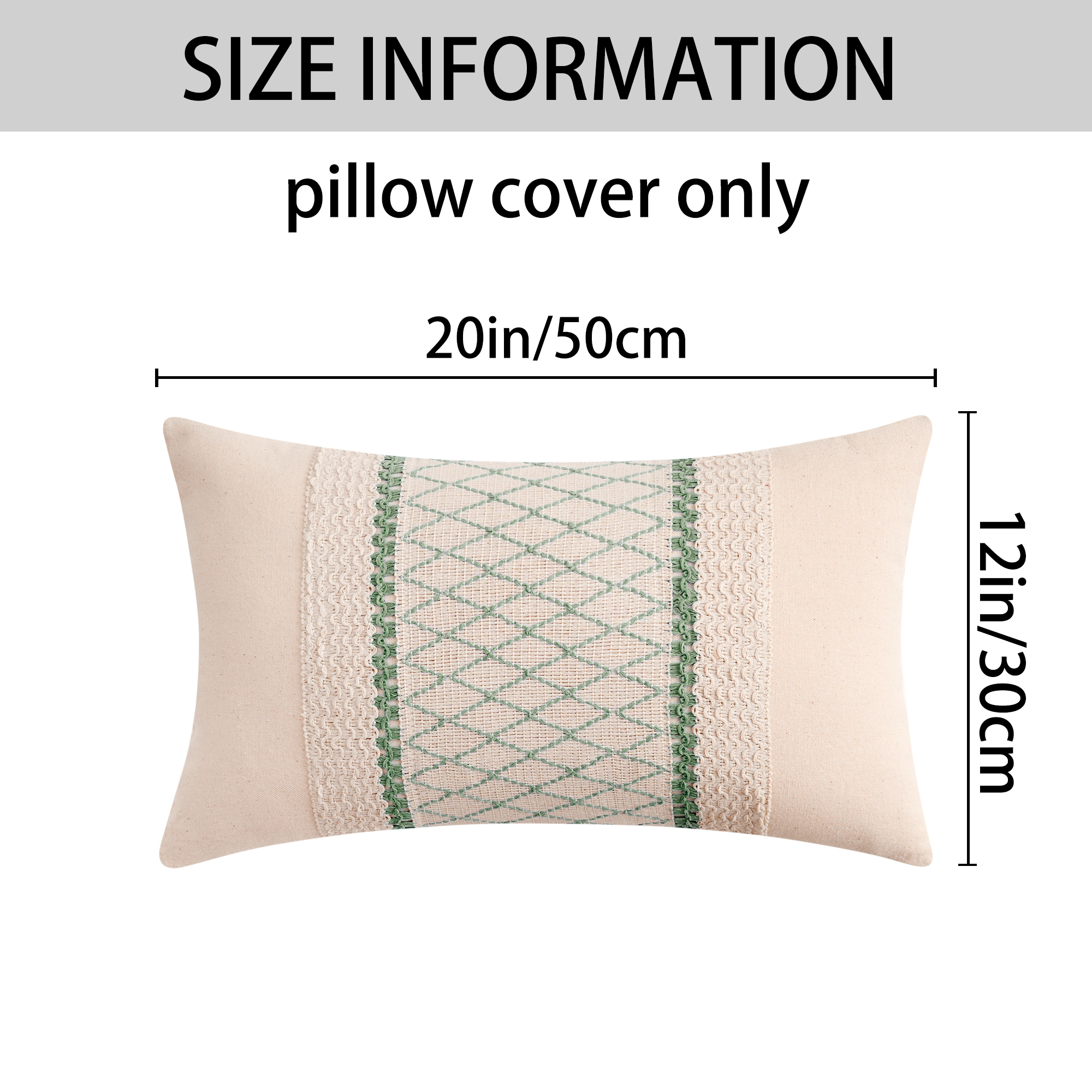 Unique Bargains Geometry Weave Patchwork Pillow Covers Set of 2 Green 12" x 20"
