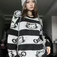 thumbnail image 3 of Nouveau Pull Dessin Animé Sanrio Hello Kitty Style Rayé Paresseux Imprimé Kitty Style Couple Pull de Base Veste Pull, 3 of 3
