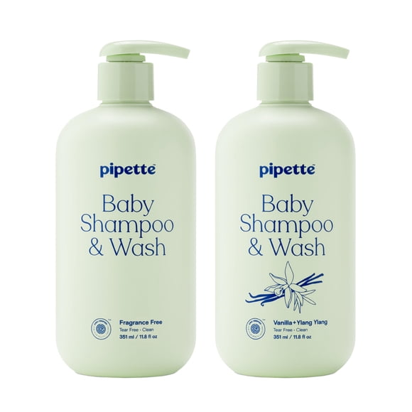 Dúo de shampoo y baño para bebé Pipette sin fragancia vainilla 2x351 ml