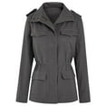 thumbnail image 4 of Rejlun Ladies Military Jacket Solid Color Outwear Long Sleeve Coat Streetwear Utility Jackets Slim Fit Fall Grey L, 4 of 4
