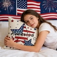 thumbnail image 3 of Let Freedom Ring Stars Fireworks Red White Flower Throw Pillow Covers, 18 x 18 Inch 4th of July Patriotic Independence Memorial Day USA Flag Cushion Case for Sofa Couch Set of 4, 3 of 7