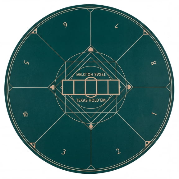 Gymax Round Poker Mat for Texas Hold'em 55'' 8-Player Poker Table Top for Casino