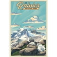 thumbnail image 4 of Mt Rainier National Park, Goats, Lithograph (1000 Piece Puzzle, Size 19x27, Challenging Jigsaw Puzzle for Adults and Family, Made in USA), 4 of 4