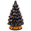 Best Choice Products Pre-Lit 15in Ceramic Halloween Tree Holiday Decoration w/ Orange & Purple Bulb Lights
