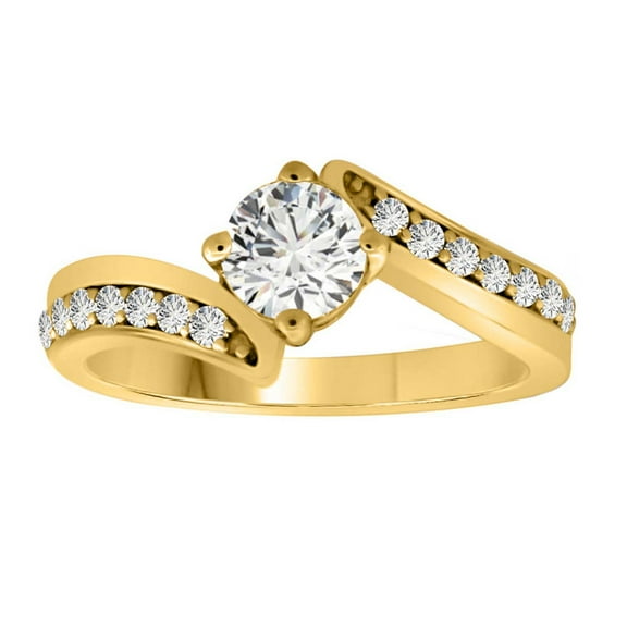 AoneJewelry 3/4 Carat Diamond Dazzler Engagement Ring In 18K Solid Yellow Gold