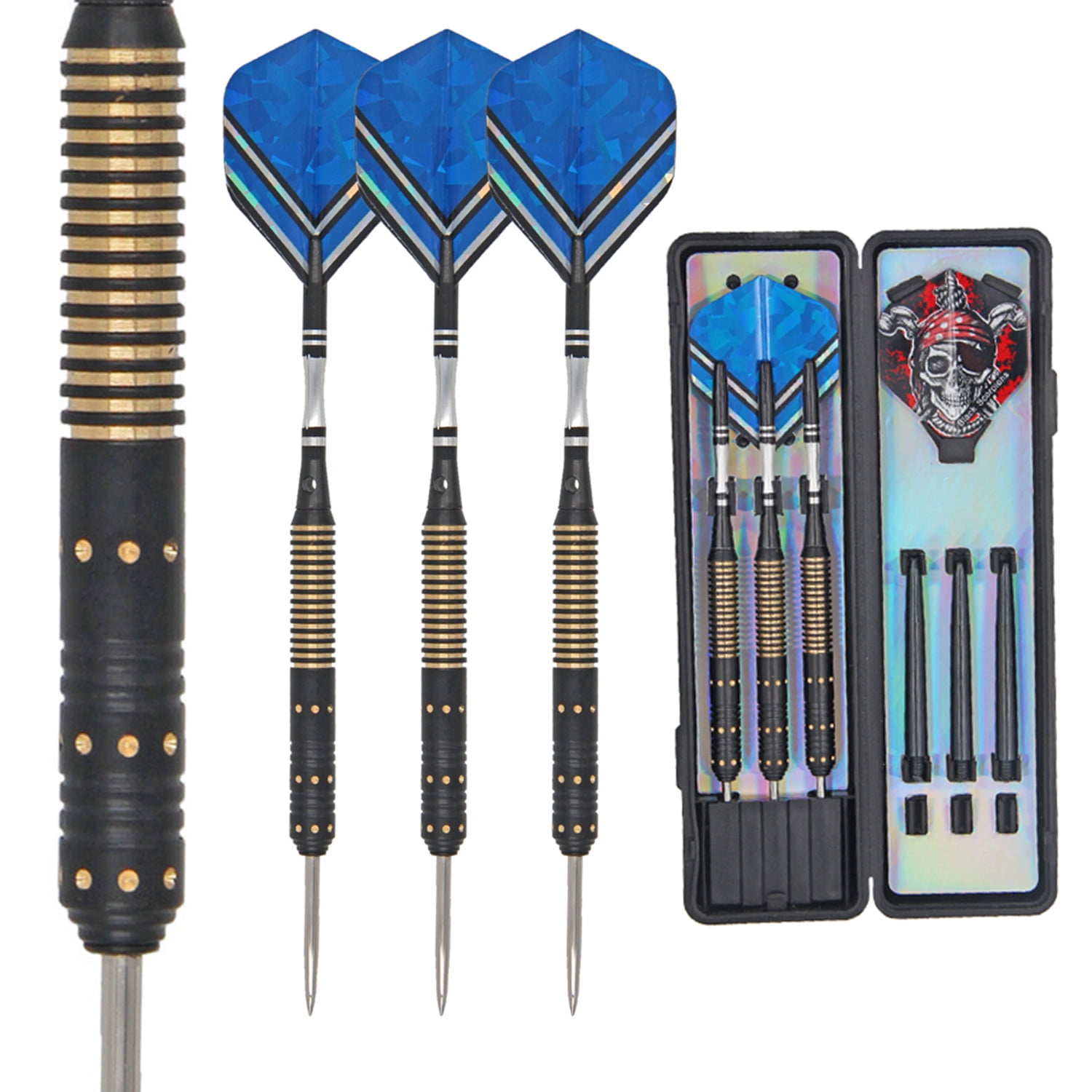 Details about   3Pcs Professional Competition Steel Needle Tip Darts Set With Case Flights Stems 