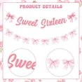 thumbnail image 6 of Pink Bow 16th Birthday Decorations, Sweet Sixteen Banner and Pink Bow Garland for Happy 16th Birthday, Sweet 16 Yeasr Old Party Supplies for Girls, 6 of 6
