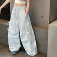 thumbnail image 5 of 3-15 Years Girls' Casual Solid Color Adjustable Lace Up Mid Waist Loose Cropped Pants Long Pants, 5 of 8