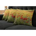 thumbnail image 2 of Ambesonne Flower Throw Pillow Cover 4 Pack, Field with Poppies Farm, 16", Yellow Red Green, 2 of 6