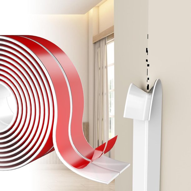 Protector de pared para esquinas Nayotaa, 6 m, goma flexible blanca
