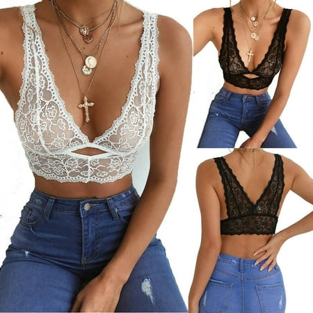 - Women Sexy Lingerie Lace Bandage Bralette Bustier Crop Top Bra T-shirt Vest Tank