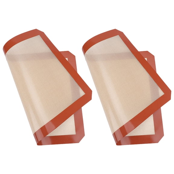 SEWCHICS 2Pcs Nonstick Silicone Baking Mat Thick Red Baking Tray Pad Reusable for Home