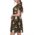 thumbnail image 2 of Fotbe coffee shop house Vestido Largo de Moda para Mujer, Vestido Tipo Camiseta con Manga Corta y Estilo Casual a Rayas y Bloques de Color, 2 of 6