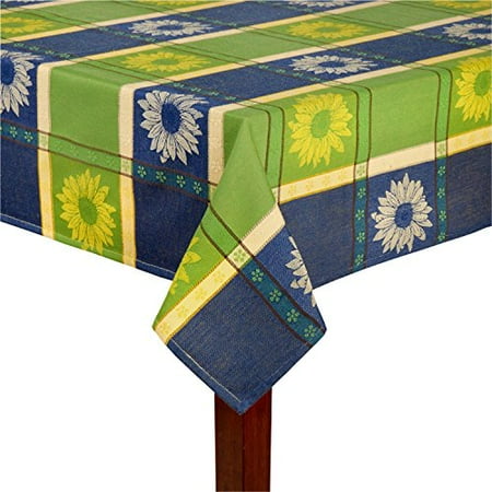 tablecloth oblong rectangle sunflower woven block cotton fabric