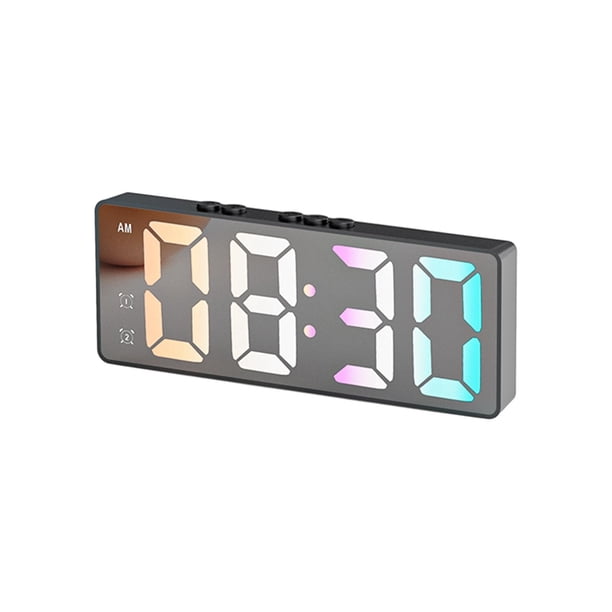 Reloj despertador digital de 16 cm con alarma dual, funciona con pilas, portátil. Negro