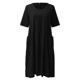 thumbnail image 4 of Vestido largo bohemio para mujer talla grande - Manga corta, cuello en V, estampado floral - Poliéster ligero, informal para la oficina/vacaciones/fiestas, 4 of 5
