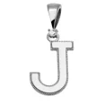 thumbnail image 1 of WHITE GOLD HIGH POLISH MILGRAIN SOLITAIRE DIAMOND "J" INITIAL PENDANT NECKLACE, 1 of 1