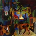 thumbnail image 2 of August Macke 20x20 Gold Ornate Framed and Double Matted Museum Art Print Titled - Landscape with Cows, Sailboat, and Figures (1887-1914), 2 of 4