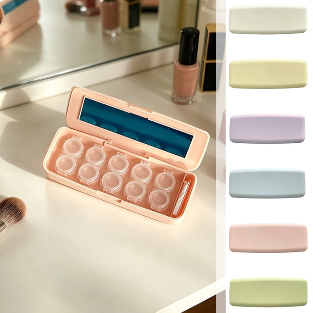 TTJ Matte Contact Lens Case Press Open Travel Organizer No Screw Cap Holder for Multiple Pairs Up To 5 Easy Access Travel Storage Box