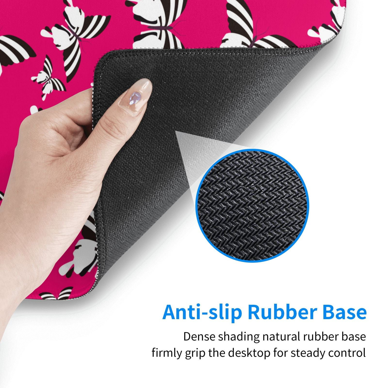 Rateoe Butterfly Print Mouse Pad - Extended Large Gaming Mousepad,Non-Slip Stitched Edge,16x29.5 Inch