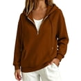 thumbnail image 2 of Women's Half Zip Hoodie Oversized Fleece Pullover Sweatshirt Drop Shoulder Kangaroo Pocket Cozy Fall Tops, S-2XL, 2 of 9