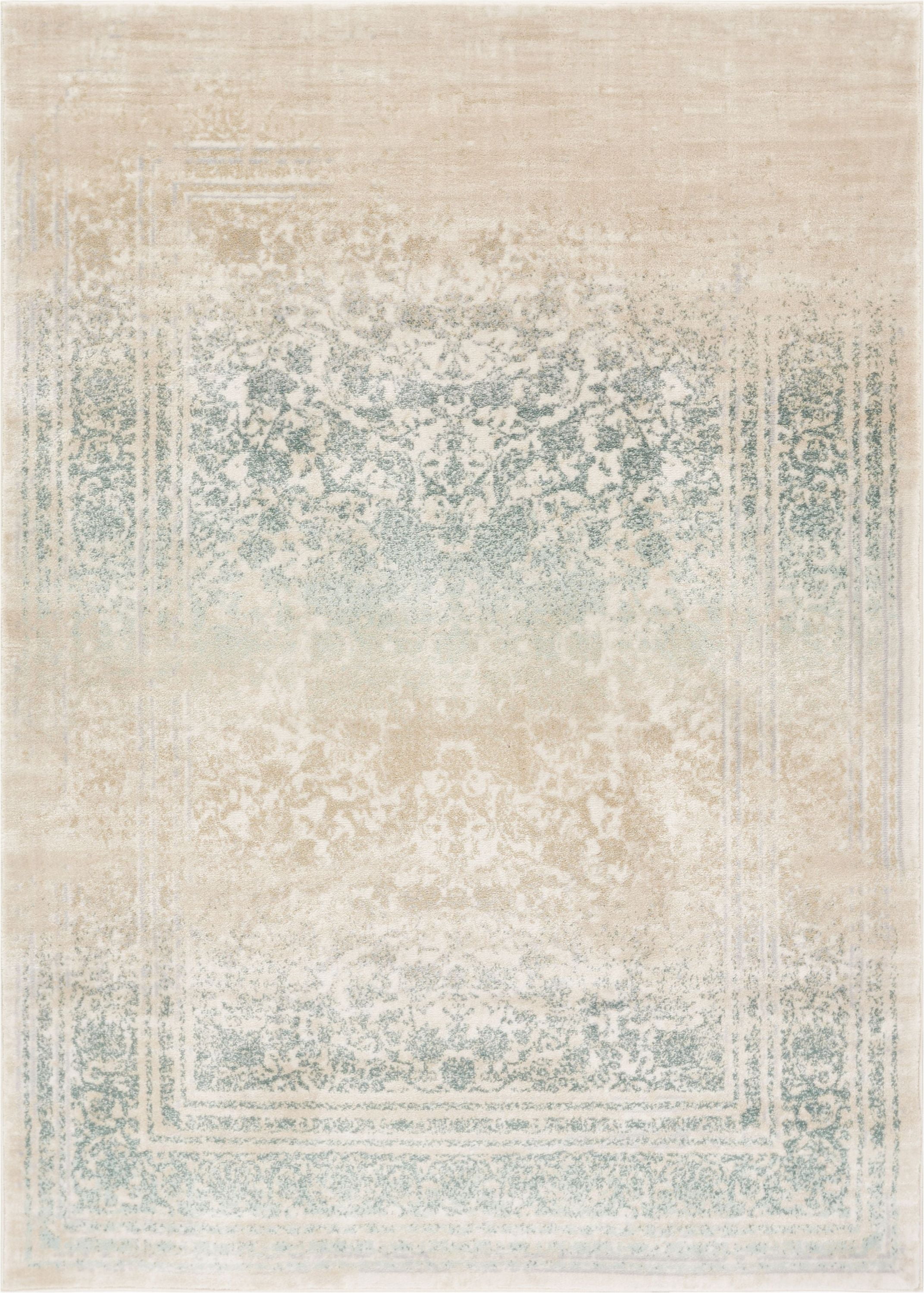 Well Woven Kensington Melange Blue Vintage Modern Oriental Medallion Distressed 9'3" x 12'6" Area Rug