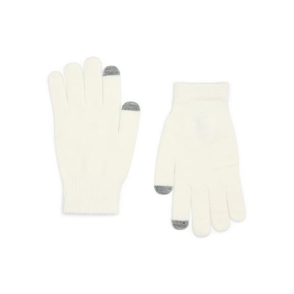 Time and Tru Women's Tech Touch Knit Gloves, One Size Fits Most, Winter White