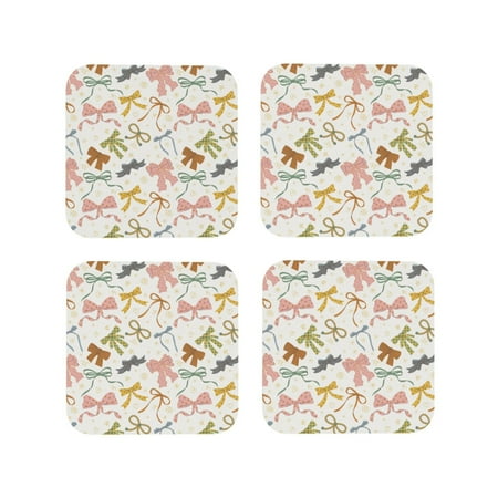 

Tideii Colorful Bow Knots1 for Leather Coasters 4 Pieces Anti-fouling and Anti-scalding Decorative Coasters Suitable for Restaurants Kitchens Coffee Shops-Square