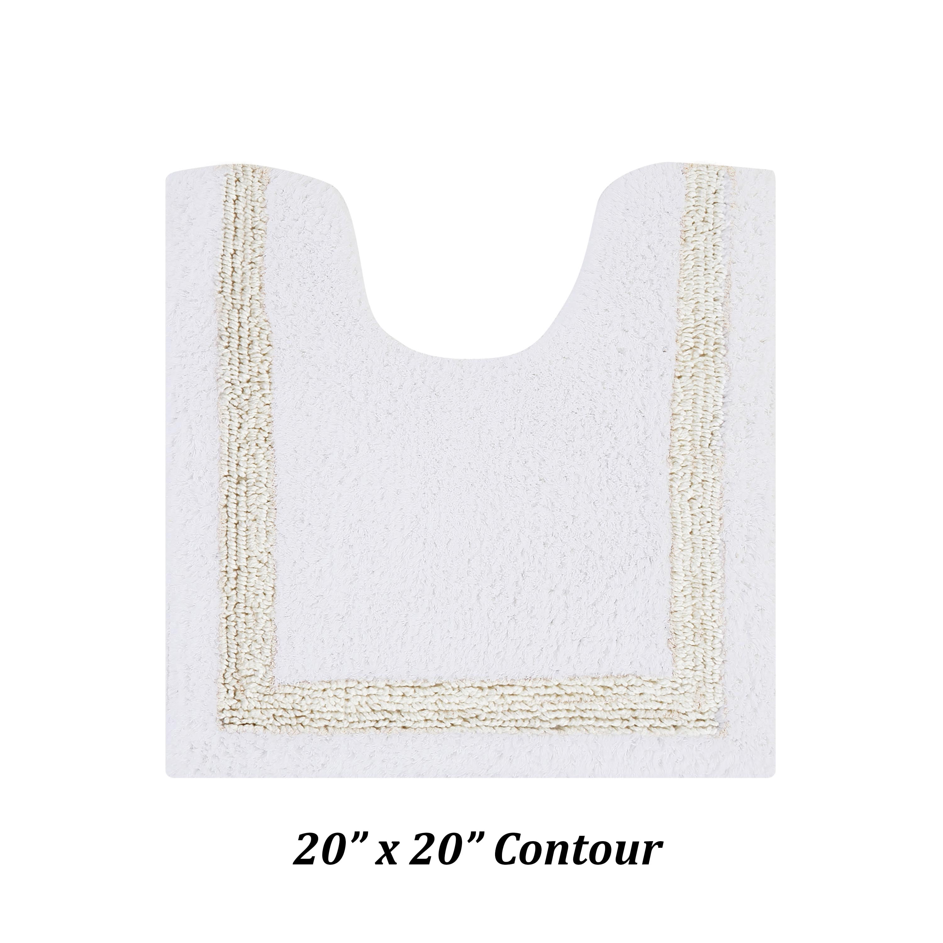 Better Trends 4 Piece Bath Rugs Set 100% Cotton Bathroom Rug Soft, Water Absorbent, Reversible, Machine Washable for Bathroom Decor Toilet Base Contour And Bath Mat Hotel Collection - White/Ivory