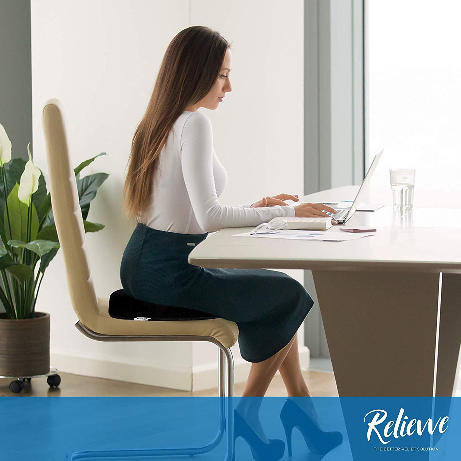RELIEVVE Donut Pillow Pain Relief Cushion Tailbone Pillow for Hemmoroid Treatment, Prostate, Bed Sores, Pregnancy, Post Natal & More. Ultra Comfort Memory Foam.