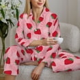 thumbnail image 6 of Yiaed Strawberry Print Pajamas Women's Long Sleeve Sleepwear Soft Button Down Loungewear Pjs Lounge Set Nightwear Womens Pajama Pants-XX-Large, 6 of 7