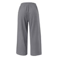 thumbnail image 5 of Pantalones deportivos rectos y holgados para mujer - Cintura elástica, detalle de lazo en el cinturón - Pantalones informales para yoga/viajes con bolsillos laterales, 5 of 5