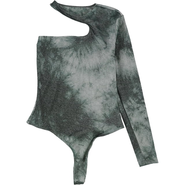 GUESS Womens Tie-Dyed One-Shoulder Bodysuit Jumpsuit green XL