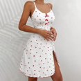 thumbnail image 5 of Endives Women's Nightgown Sleepshirt Heart Print Flared Slit Out Halter Sleepdress Comfortable Lounge Dress Night Wear Summer Nightgown, 5 of 6