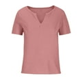 thumbnail image 4 of gakvbuo Fall Summer Tops for Women V-Neck Waffle Knit Henley Tops Casual Short Sleeve Pullover Tunic Tops Loose Blouses Henley Shirts Basic Tee, 4 of 6