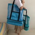 thumbnail image 1 of Bolsa de playa de malla con cremallera aislante, bolsa más grande, bolsa de , viaje, piscina, bolsa de playa para mujeres y Azul CUTICAT Estuche de picnic más fresco, 1 of 8