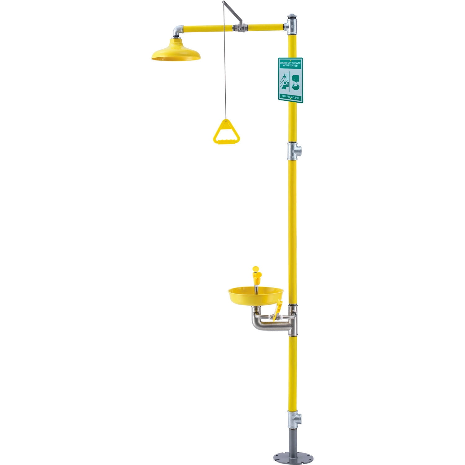 Floor Mounted Emergency Combination Shower With Eyewash Station