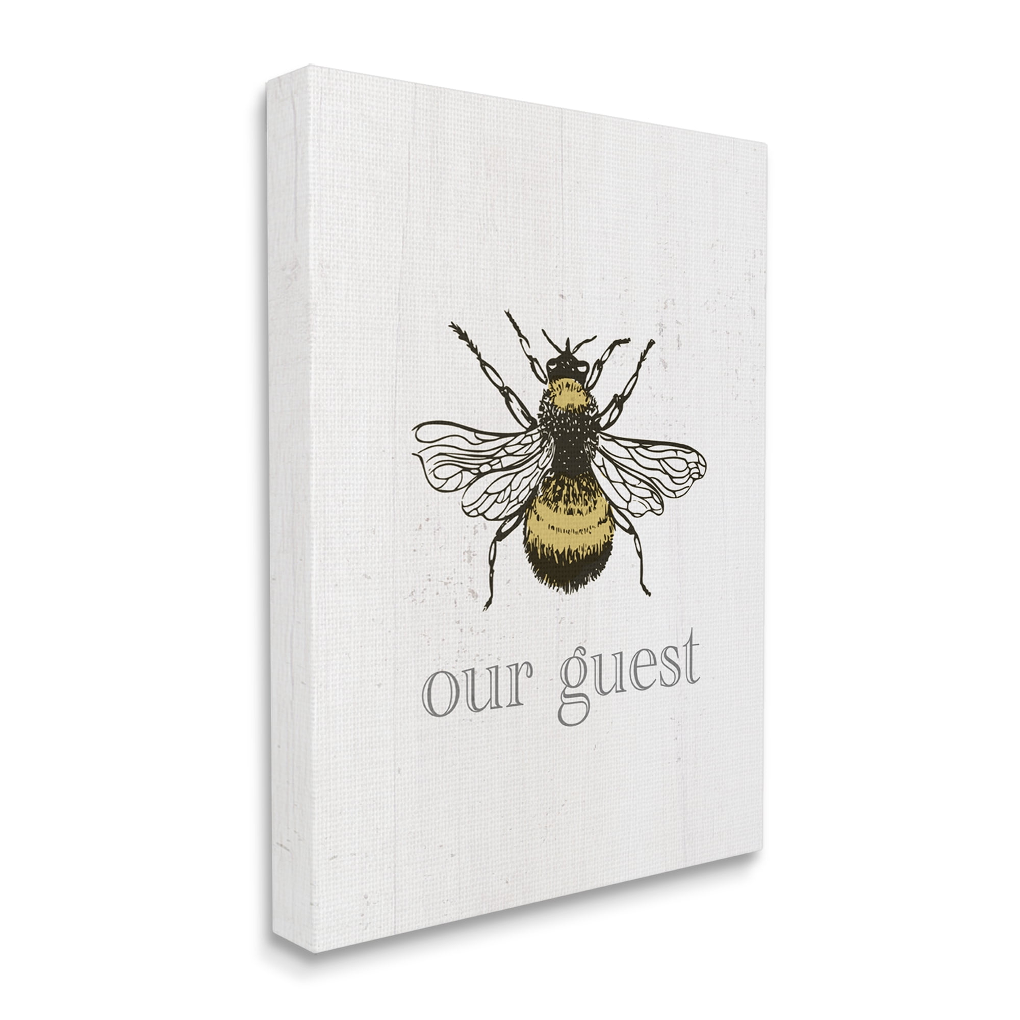 Stupell Industries Be Our Guest Bumblebee Animals & Insects Painting Gallery Wrapped Canvas Print Wall Art, 36 x 48