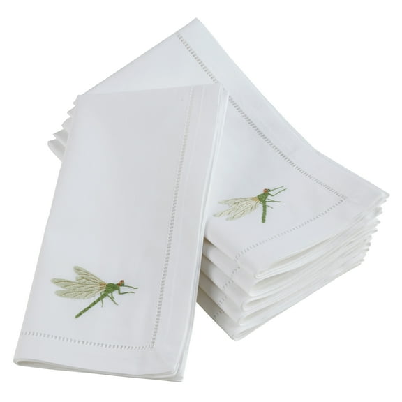 Saro Lifestyle Embroidered Dragonfly Hemstitch Table Napkin (Set of 6)