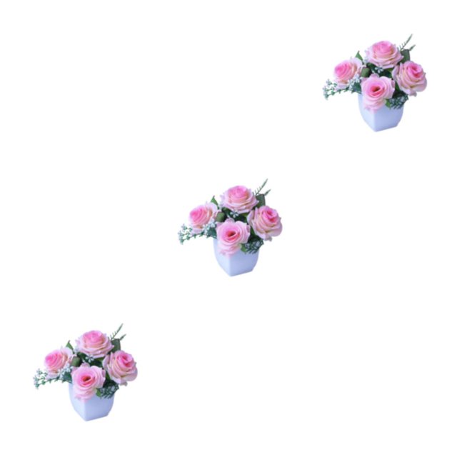 Baohd 1/2/3/5 Realistic Artificial Plant For Party Decor - Low Maintenance Wide Application Exquisite Crafted Potted Plant Flower Pink 3PCS