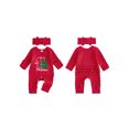 thumbnail image 2 of Miaouyo Baby Girl Christmas Romper Embroidery Crew Neck Bodysuits with Headband, 2 of 9