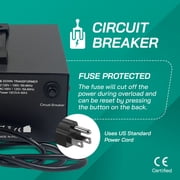 LiteFuze 1000W Step-Up/Step-Down Transformer with Dual Sockets - Premium Copper Coil, Noise Reduction, and Circuit Breaker Protection (JP-1000)