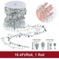 thumbnail image 2 of 1 Roll 16.4Ft/5m Silver Bead Garland Christmas Tree Garland Strands Iridescent Diamond Beaded Trim Bead String Garland Ornaments for Wedding Party Home Holiday Chandelier Decoration, 2 of 6