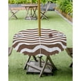 thumbnail image 4 of Hokiten Outdoor Tablecloths with Umbrella Hole & Zipper, Brown White Round Tablecloth 54 Inch, Modern Abstract Waves Water Ripple Striped Waterproof Table Cloth, Patio/Pool/Picnic Table Covers, 4 of 7