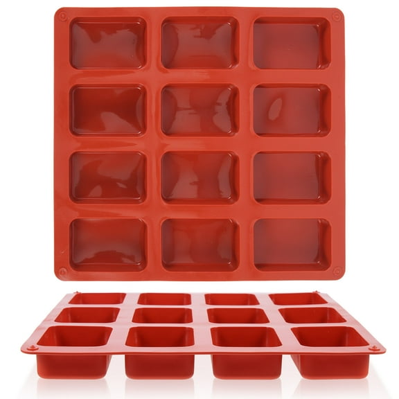 SEWCHICS Mini Silicone Loaf Pans 2-Pack Non-Stick Dark Red Baking Mold for Bread Cake Pastry