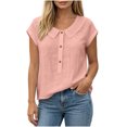 thumbnail image 2 of Maplenight Cotton Blouses for Women Short Sleeve Collard Tops Regular Fit Button Casual Vacation Beach Summer Tops, 2 of 7