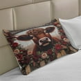 thumbnail image 2 of Ambesonne Rustic Knitted Quilt Pillowcover, Vintage Cottagecore Art Cow, 36"x20", Redbrown Maroon Taupe, 2 of 2