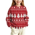 thumbnail image 2 of Wilark Girls Christmas Sweater Size 11-12 Years, Cute Long Sleeve Crew Neck Pullover Kids Festival Tops Red, 2 of 8
