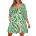 thumbnail image 4 of Bzhegqhd Woman Fashion Print Round Neck Drawstring Short Sleeve Pockets Jumpsuit, 4 of 8